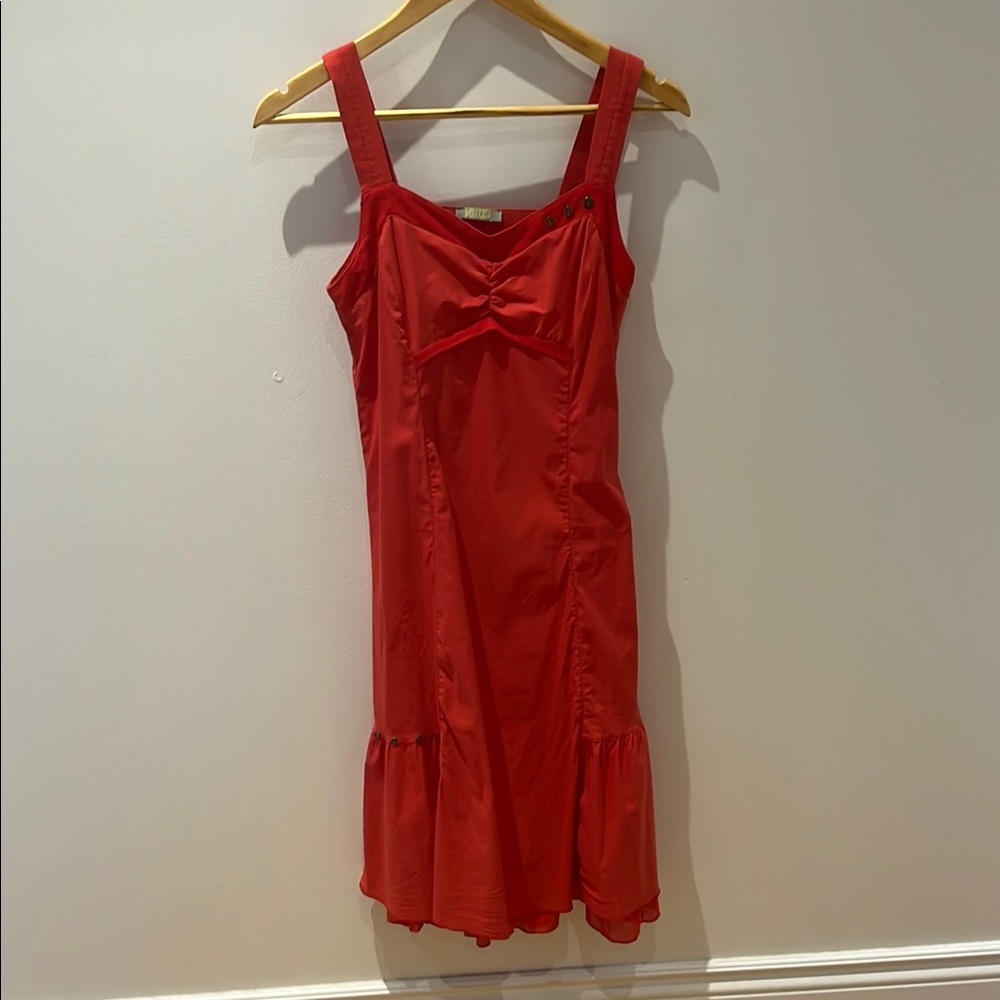 Dolcezza Red Sleeveless Dress with Ruched Bust